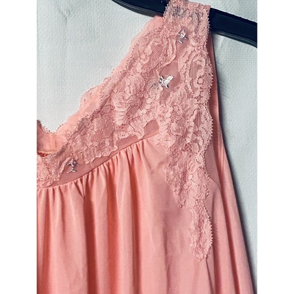 Vintage Shadowline Two Piece Gown and Button Up Robe Set Lace & Embroidery Small - Picture 6 of 14